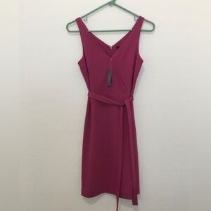 NWT - Ann Taylor Tie Waist, Sleeveless Faux Wrap Dress, Magenta, 0 Petite